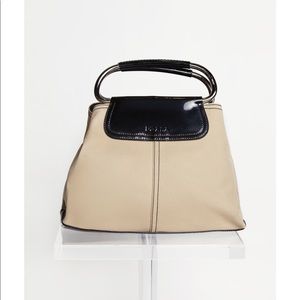 Prada Nylon and Patent Silver Ring Handle Bag